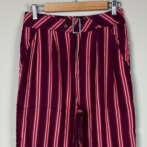 Free People Red/Burgundy/Cream Striped Pants; Size 6 - Picture 2 of 12